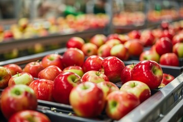 Apples graded at fruit processing plant
