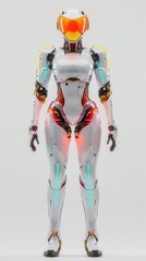 robot with a glowing body and a helmet