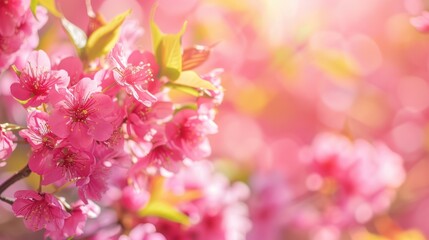 Vibrant pink cherry blossoms in full bloom