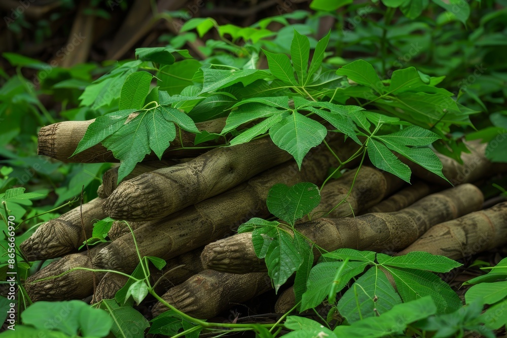 Sticker Cassava also known as manioc a shrub native to South America