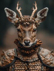 Naklejka premium Whimsical deer with floral crown