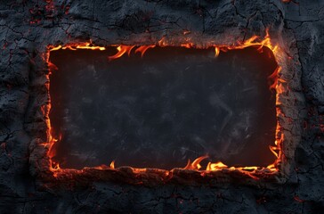 fiery volcanic frame with copy space