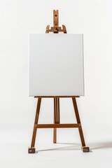An easel with a blank canvas ready for painting or drawing