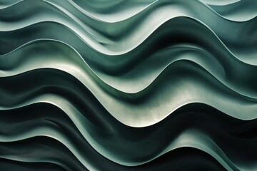 Obraz premium Flowing abstract waves in shades of green