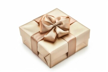 elegantly wrapped gift box with a luxurious bow isolated on a crisp white background perfect composition for showcasing special occasions and celebrations