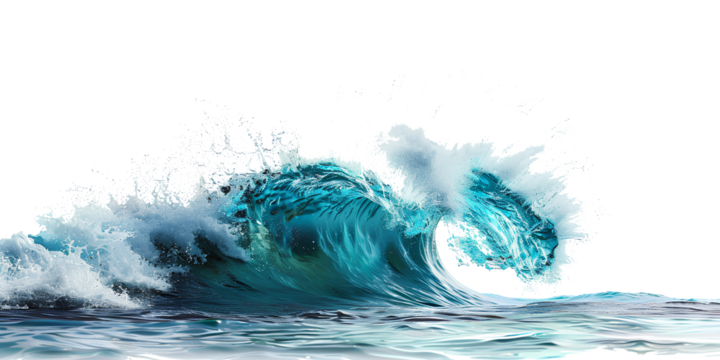 An ocean wave isolated on transparent background.
