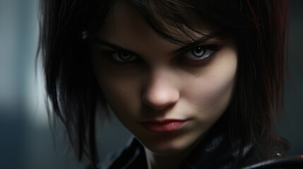 Intense gaze of a mysterious woman