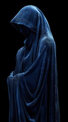Naklejka premium person in a blue robe and hood standing