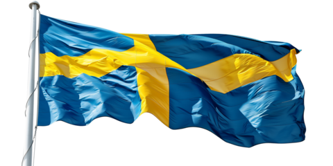 Sweden flag isolated on transparent or white background 
