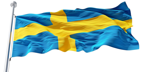 Sweden flag isolated on transparent or white background 