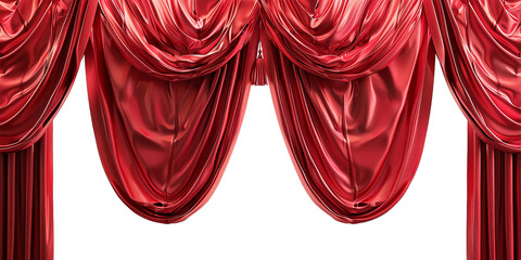 Red curtain isolated on transparent or white background 