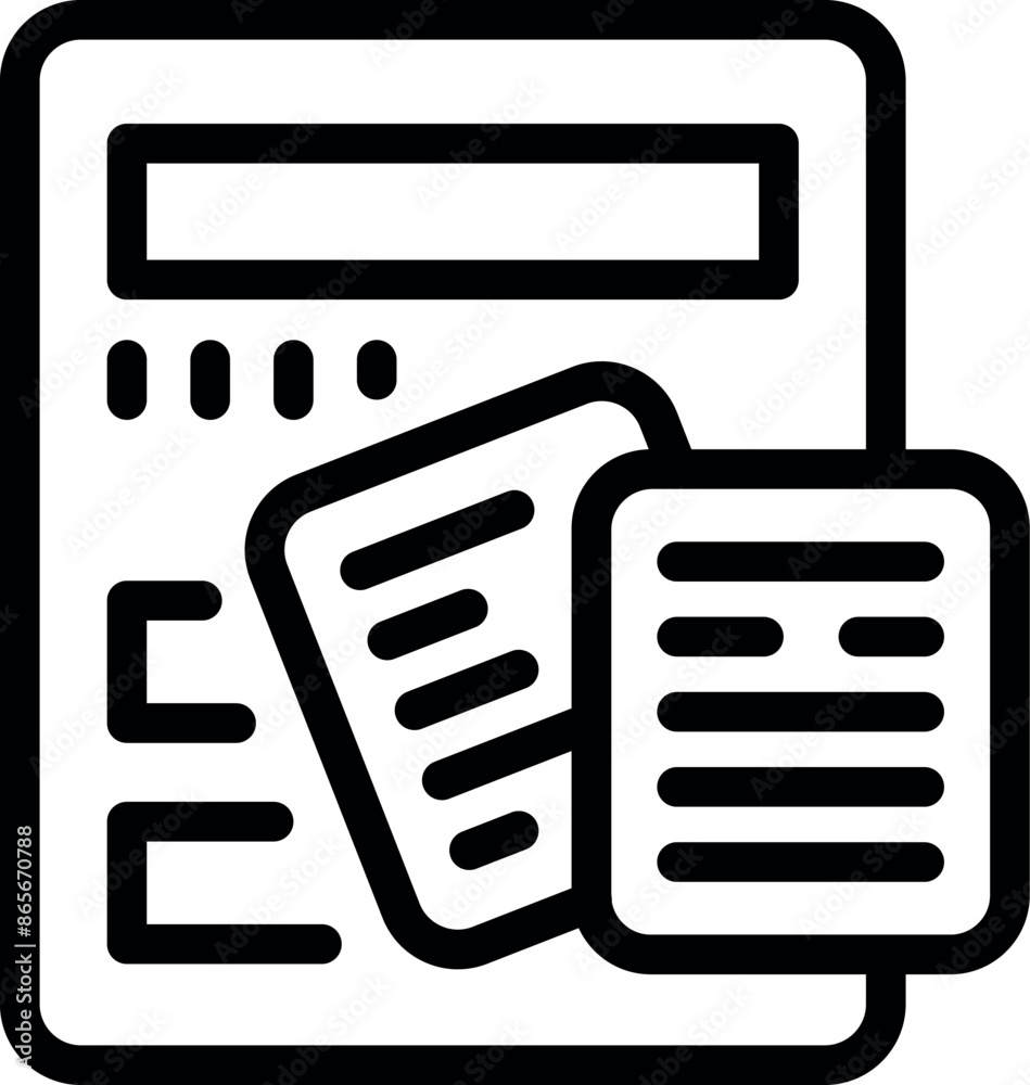 Poster simple icon of a computer managing and organizing electronic documents, symbolizing efficient data h