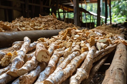Cassava is sun dried to make Tiwul