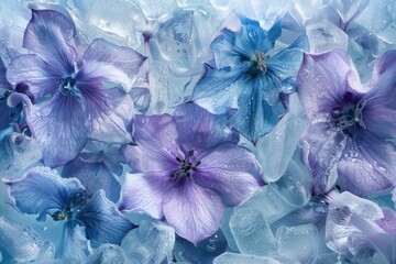 A close-up view of a bunch of blue flowers