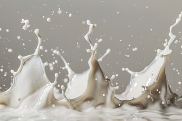 A simple splash of milk on a clean white surface, ideal for use in food or beverage-related content