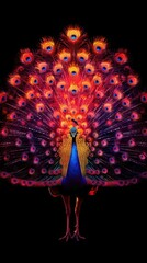 colorful peacock with its feathers spread out