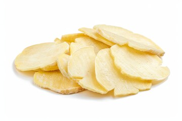 Cassava tapioca chips on white background popular Asian snack