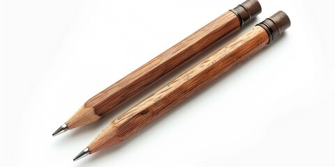 Naklejka premium Two wooden pencils placed side by side on a flat surface