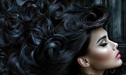 Fototapeta premium Dark color high fashion beauty elegant hairdressing portrait