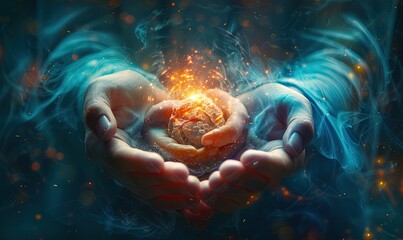 Person holding an inner child, childhood trauma and IFS therapy concept