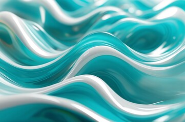 Fototapeta premium Abstract bright swirl turquoise white wave background. Holographic liquid acrylic resin. Modern psychedelic fluid gradient. Epoxy trendy colorful texture. Design template for poster, banner, cover.