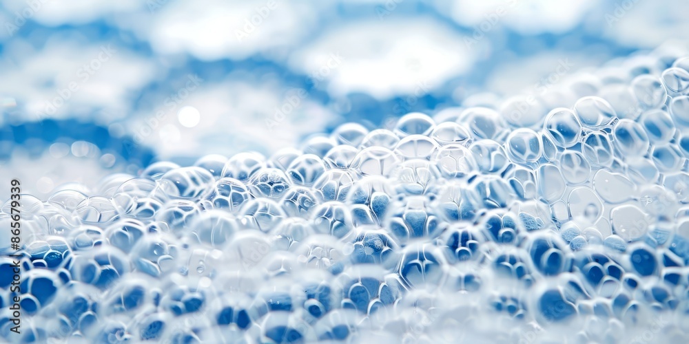 Fototapete macro shot of water droplets on a black hexagonal surface, showcasing the detailed and reflective pr