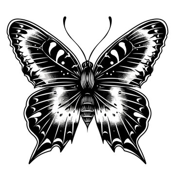 recommend clip art: A black and white butterfly with a black body and white wings