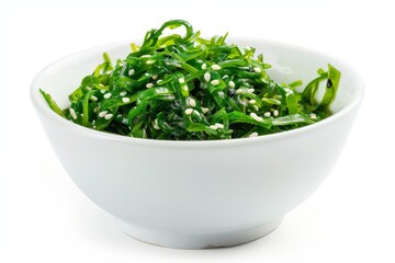 Chuka Wakame Salad on White Bowl Japanese cuisine White background