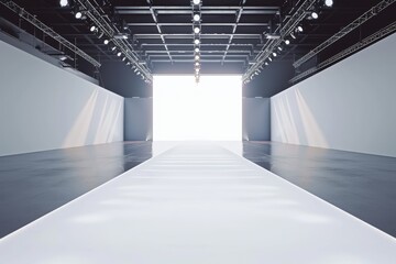 Clean white empty fashion runway