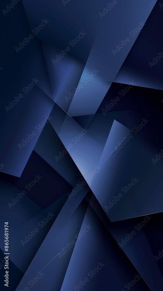 Poster Abstract dark blue geometric background with sharp angles and gradients. Perfect for technology and business themes
