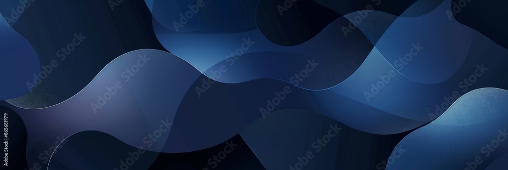 Poster abstract dark blue flowing shapes with soft gradients. perfect for business and corporate background