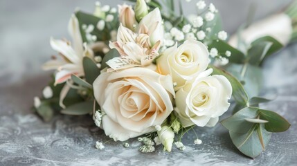 White corsage arrangement on the background