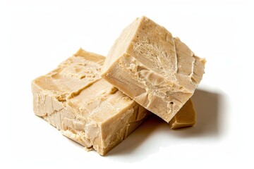 Dried tofu against white background
