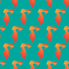 Gold fish. Simple seamless pattern. Vector illustration.