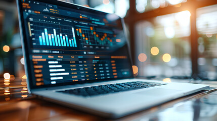 Close-up of a laptop with business software open, representing digital management