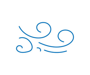 Wind cute hand drawn doodle minimalist vector illustration, simple symbol to describe weather, environment, air movement line art object, weather forecast icon