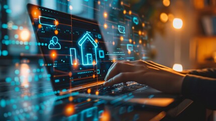 Smart home automation app interface onlaptop to control house