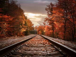 Fototapeta premium Railway track in autumn