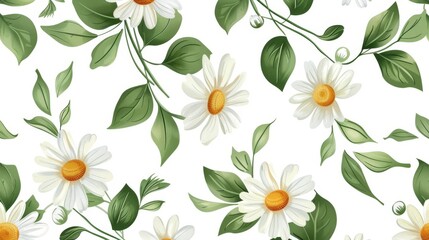 Colorful Pattern Flowers. Vector Pattern of Daisy Flowers. Wild Flowers Pattern