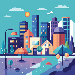 flat illustration a city vector