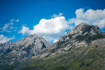 Beautiful scenic views of the mountains of Banff in the national park of Canada