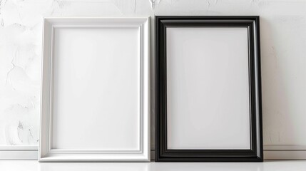 Fototapeta premium Two picture frames on white backdrop