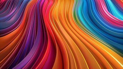 Fototapeta premium Colorful wavy lines create a modern, abstract background. The lines swirl and blend together, creating the illusion of sound waves or twisted curves.
