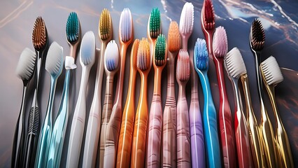 Toothbrushes in various colors and sizes