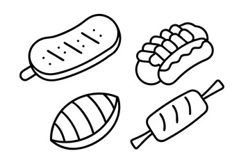 grilled meats Line Art Detailed and Elegant Minimalist Drawings