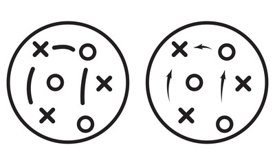 soccer tactics icon, game success strategy in football, scheme play color editable