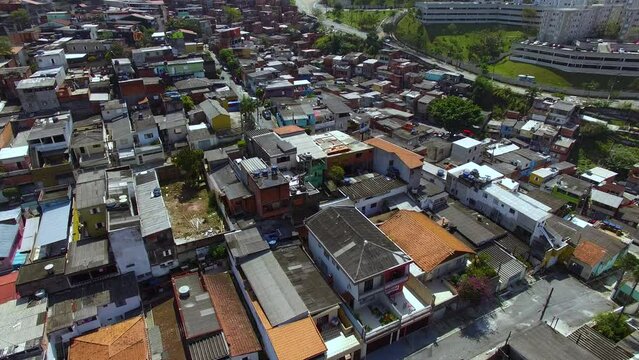 Slum in South America. City Auxiliadora neighborhood, Sao Paulo, Brazil