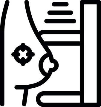 recommend clip art: Line icon depicting a mammogram scan detecting breast cancer cells for early diagnosis
