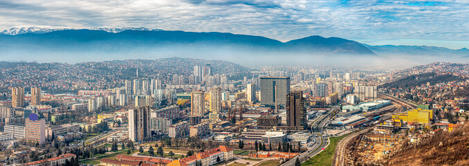 Sarajevo's breathtaking aerial panorama reveals the stunning beauty of Bosnia and Herzegovina's...