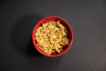 macro shot of macaroni with cheese	